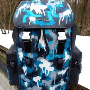 LIMITED EDITION Michael Kors Cooper Large Monogram PVC Leather Backpack Black